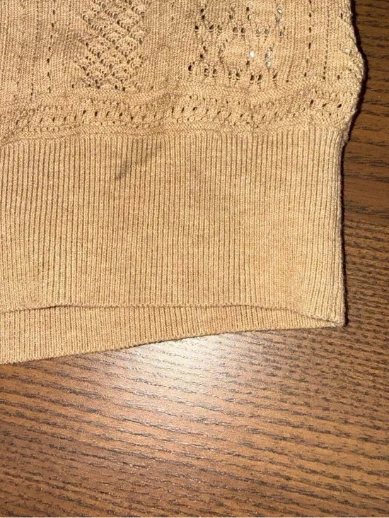 INTERMIX Camel Eyelet Knit Crop Tank - Picture 3 of 8